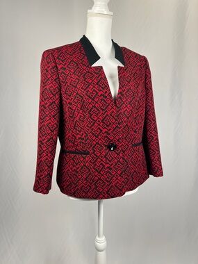 Kasper Red and Black Patterned Women's Blazer